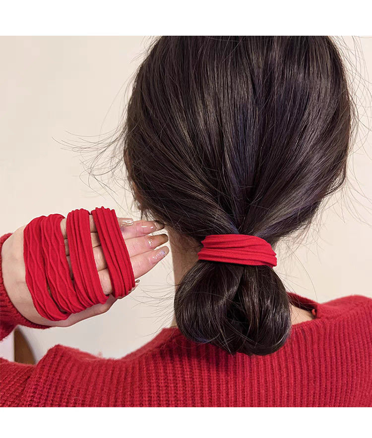 爆款加粗耐用红色头绳成人无接缝马尾发圈高弹力发绳气质皮筋详情8
