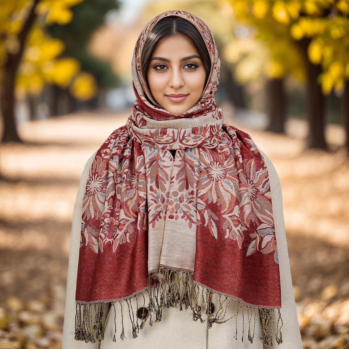 欧美爆款民族风太阳花流苏围巾时尚印花欧美风刺绣长巾流苏披肩详情11