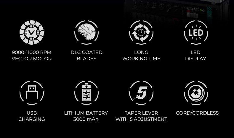 VGR035C Cross-border New intelligent variable-speed electric clipper, professional electric base model, high-speed digital display hair clipper pic 2