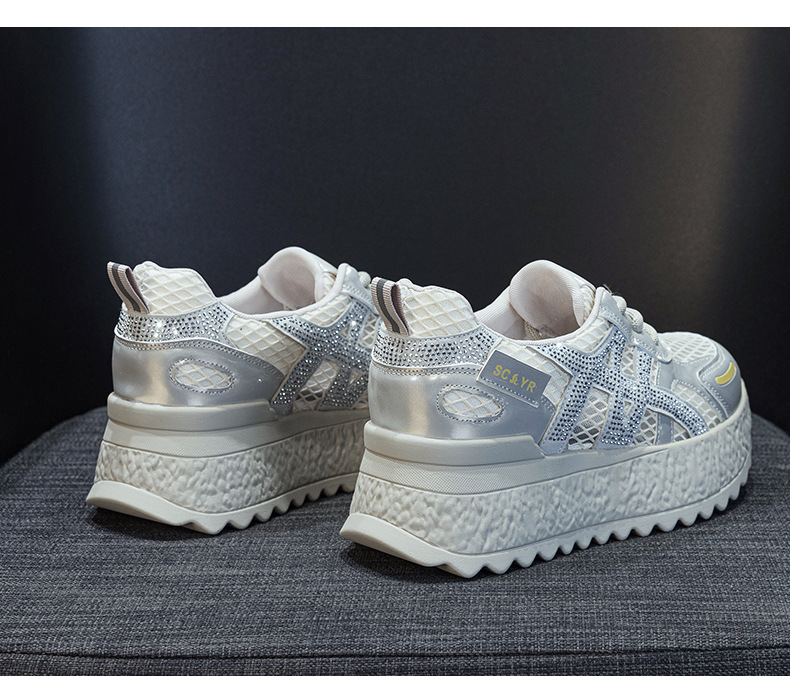 小个子厚底小白鞋女2025夏款轻奢爆款浅口透气运动增高休闲老爹鞋详情36