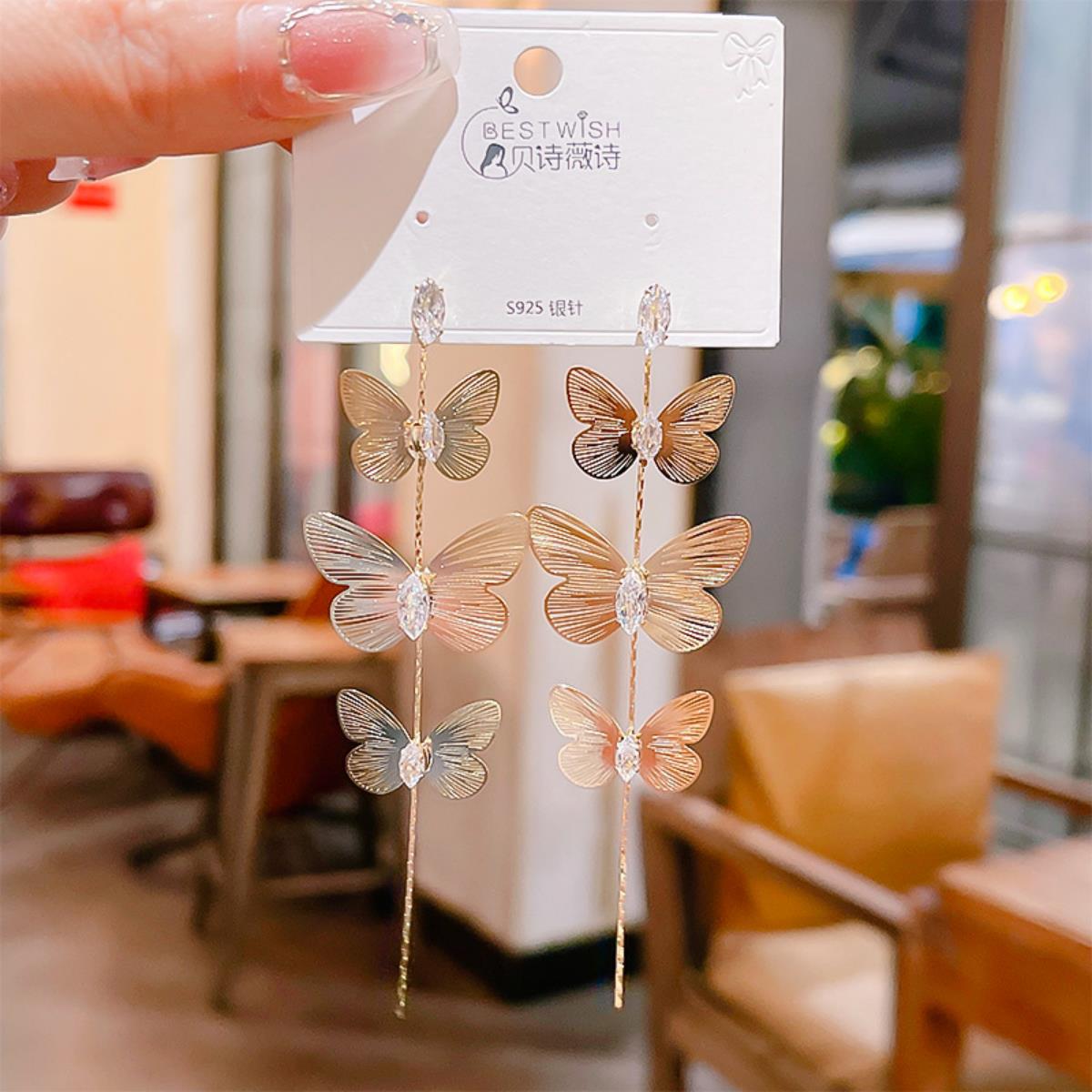 【流苏】精致超仙气质显脸瘦长款锆石耳环 银针韩版高级感耳钉饰详情13