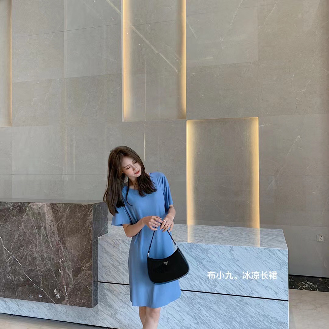 冰丝凉凉裙子2023夏季新款时尚女装睡裙气质连衣裙宽松学生中长裙详情16