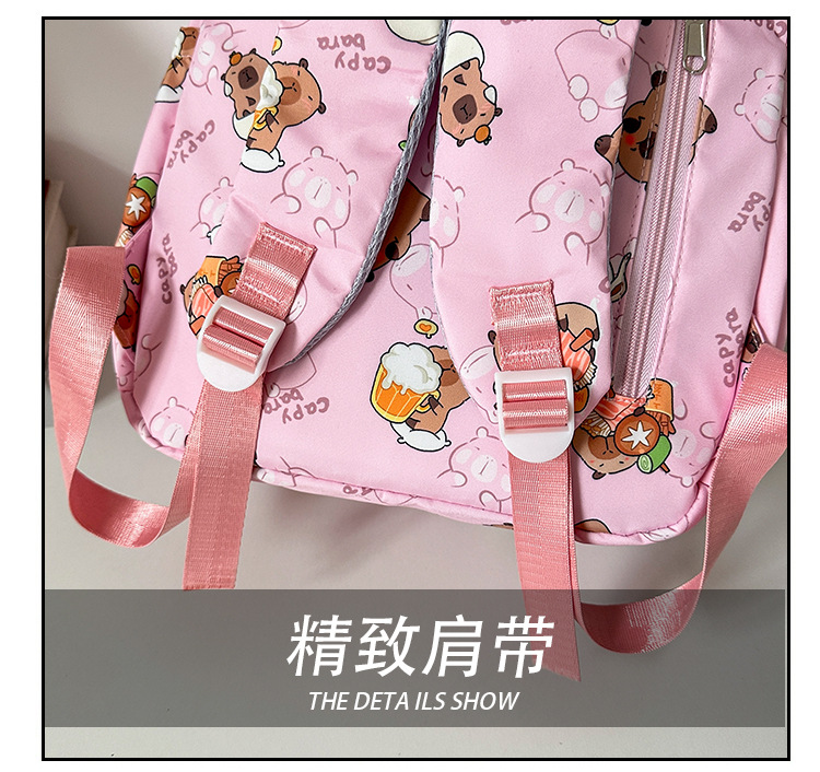 可爱印花卡通大容量卡皮巴拉书包时尚男孩女童学生轻便百搭双肩包详情6
