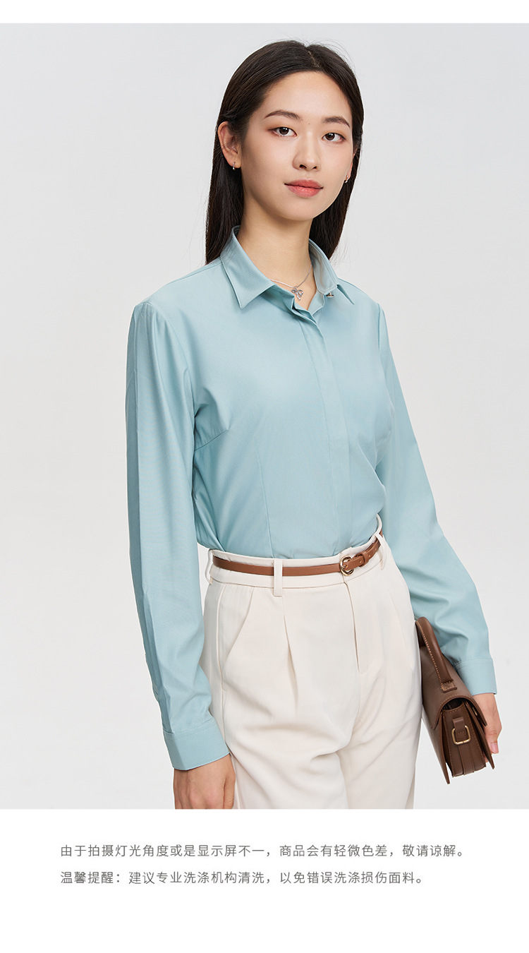竹纤维衬衫女夏季斜纹长短袖免烫凉爽垂感休闲通勤职业正装薄外套详情25
