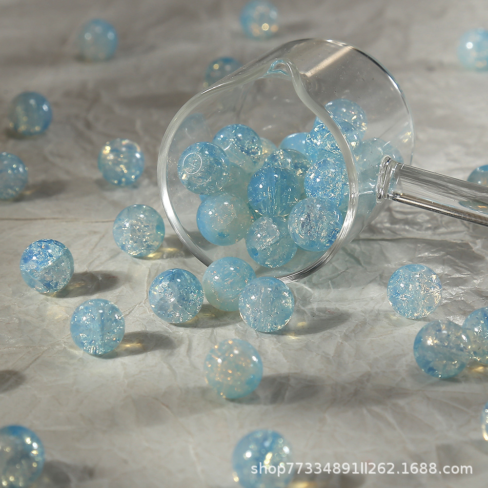 10mm【蛋白碎系玉碎珠】爆花琉璃珠手工diy手链串珠散珠饰品配件详情8