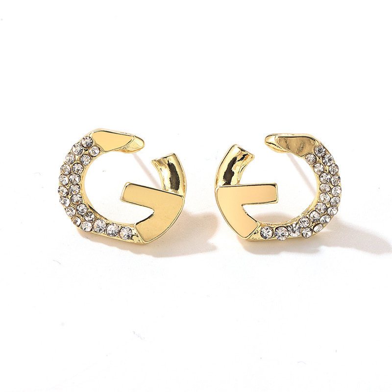 英文字母耳钉微镶锆石女耳环新款轻奢时尚925高级感百搭耳饰批发详情14