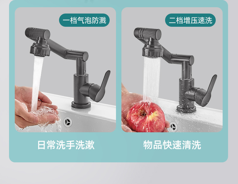 万向旋转机械臂水龙头冷热两用家用厨房卫生间洗手洗脸盆增压龙头详情15