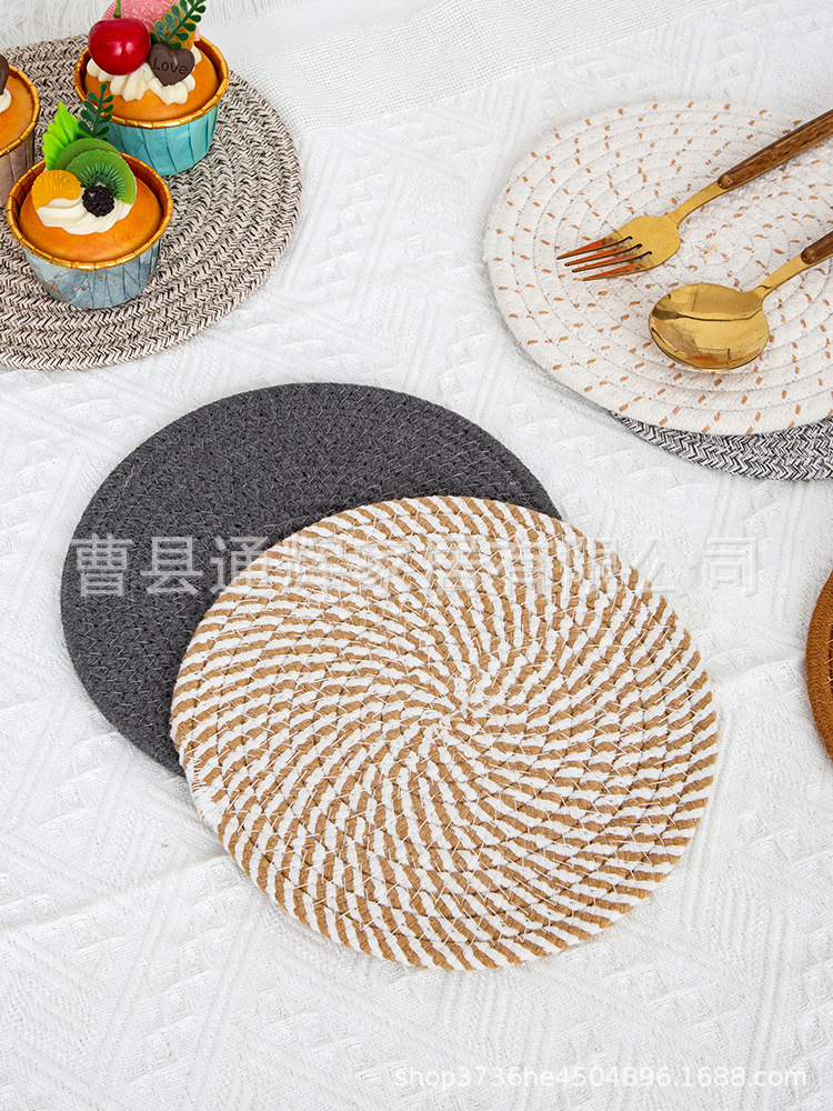 碗垫隔热餐垫圆形麻编织杯垫隔热盘垫装饰道具垫子家用防烫锅垫详情39
