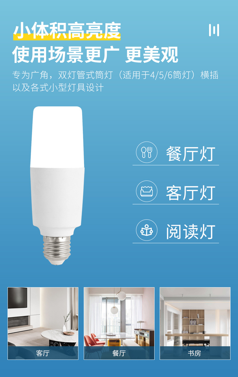 LED bulb column bulb high-brightness energy-saving bulb lamp, household E27 screw-type living room and bedroom table lamp lighting bulb light source pic 9