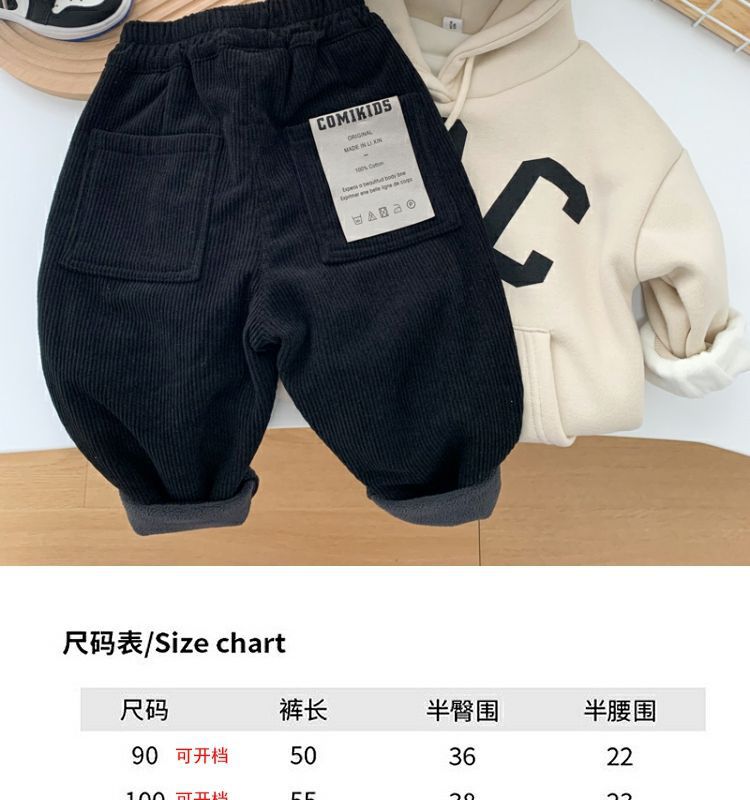 男童加绒裤子2024新款洋气小童秋冬休闲裤儿童弹力一体绒灯芯绒裤详情5