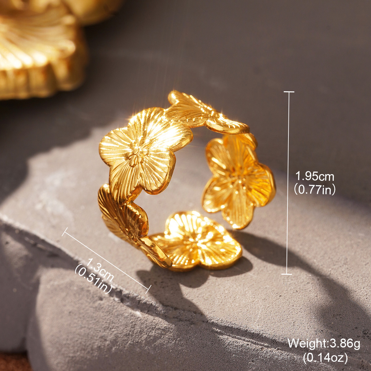 Cross-border European and American fashion golden titanium steel geometric opening adjustable ring, a niche and high-end stainless steel ring pic 27