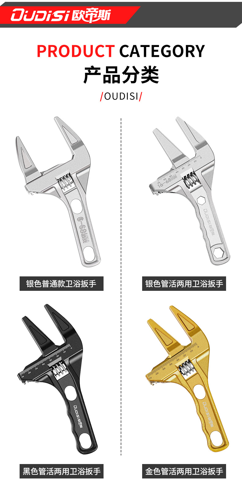 卫浴扳手大开口水暖下水管安装万用多功能活动水龙头专用工具板子详情10