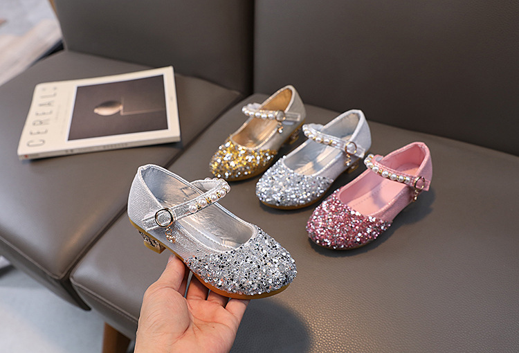 女童皮鞋高跟小女孩闪亮表演水晶单鞋礼服模特走秀演出公主儿童鞋详情2