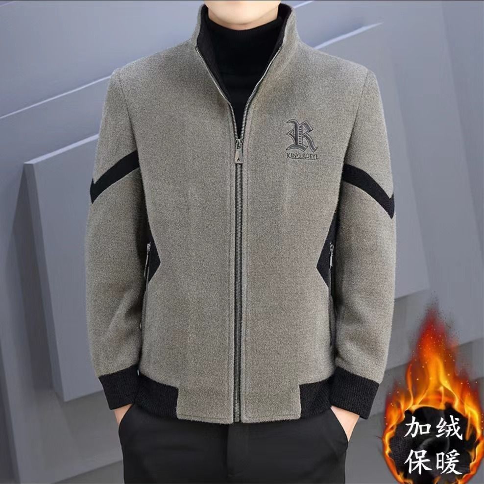 男士外套秋冬季痞帅韩版潮流休闲呢子大衣男高级感毛呢保暖厚夹克详情3
