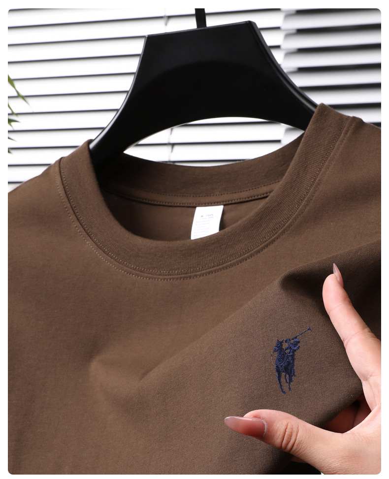 跨境纯棉绣花短袖男士t恤2025夏季新款休闲透气圆领半袖薄款体恤详情16