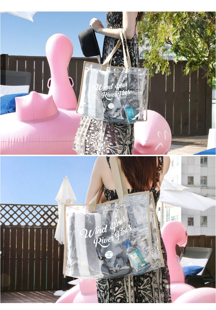 Multi-functional swimming bag, outdoor travel storage bag, transparent pvc large-capacity toiletry bag, waterproof hand-held beach bag pic 6