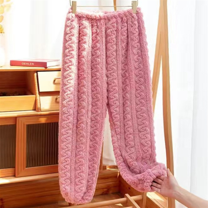 秋冬珊瑚绒暖暖套装印花睡衣家居服舒棉绒提花情侣套装批发长袖详情5