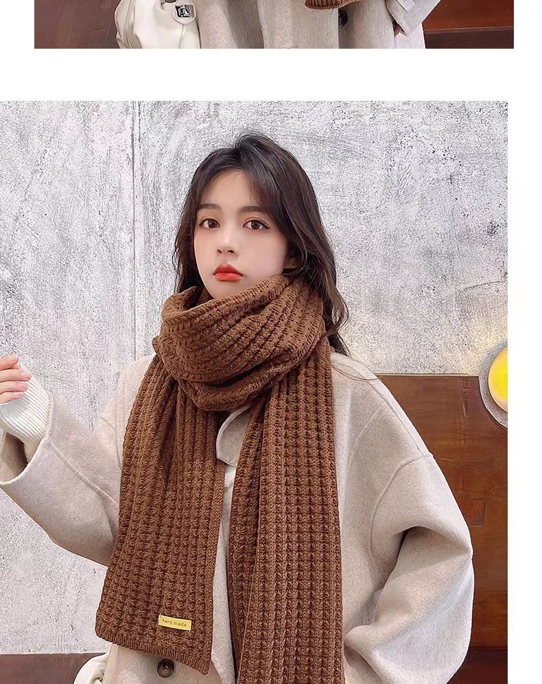 One-piece delivery for autumn and winter: Korean-style solid-color woolen scarves for women, warm, cute for students, couples, and versatile knitted scarves for Internet celebrities and men. Wholesale at street stalls pic 14