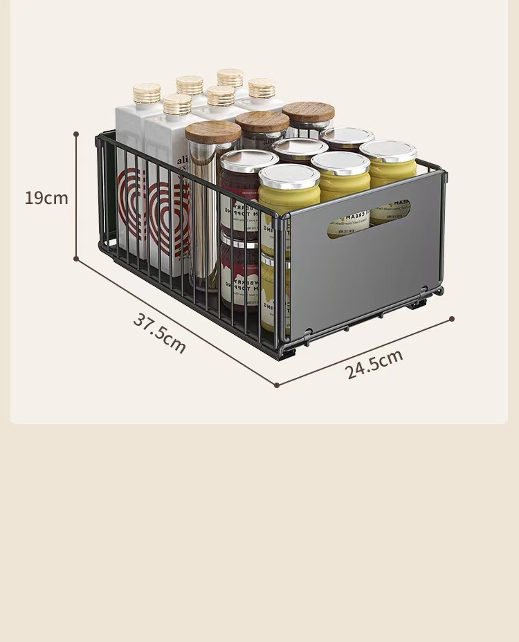 厨房置物架橱柜内抽拉式拉篮下水槽单层收纳盒滑轨抽屉分层调料架 pic 7