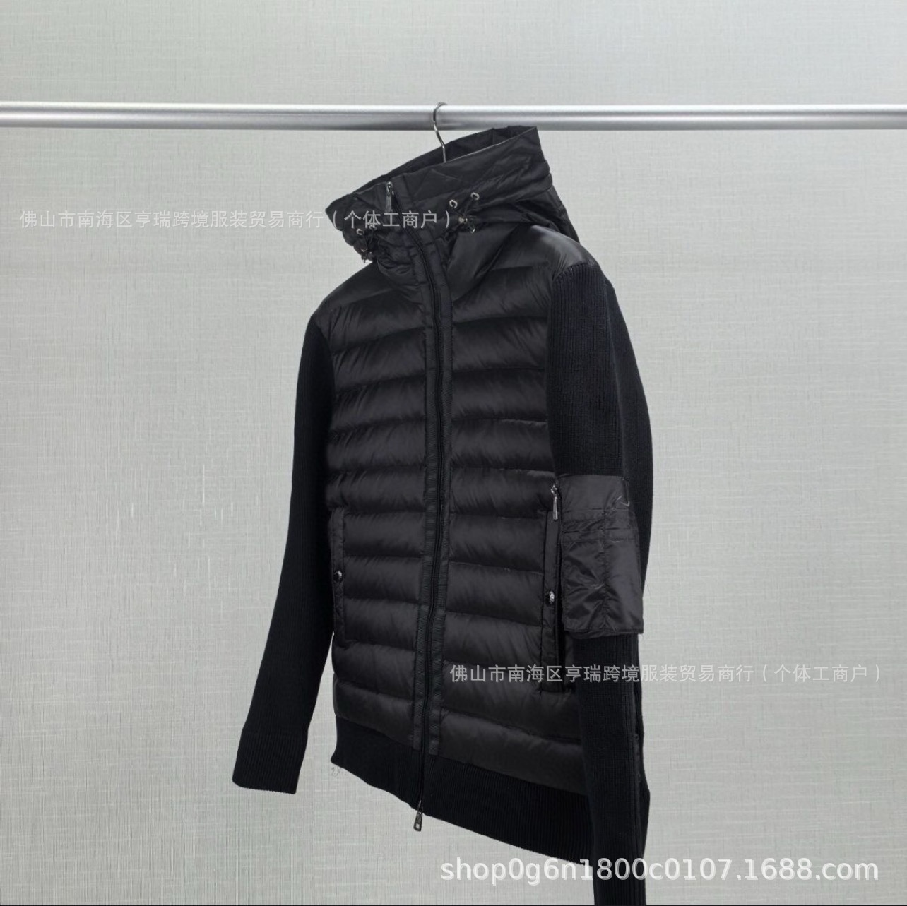 The new M brand knitted patchwork casual down jacket for men, featuring white duck down, is warm, fashionable and slimming pic 11