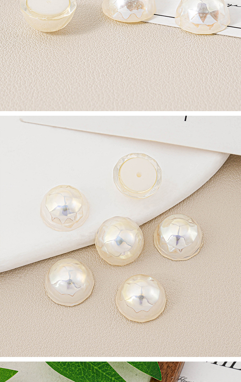 高品质切面透明珍珠半面贴片珠中珠diy耳环发卡饰品配件贴片材料详情5