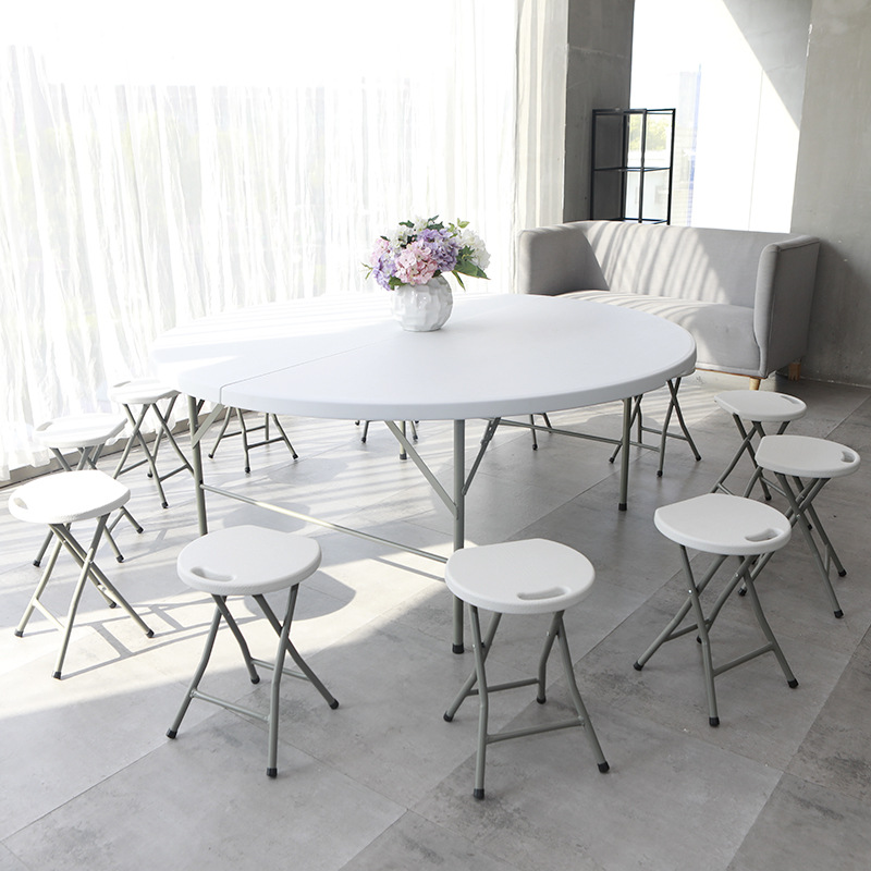 外贸折叠圆桌家用酒店饭店折叠大圆桌客厅餐厅户外简易塑料折叠桌详情24