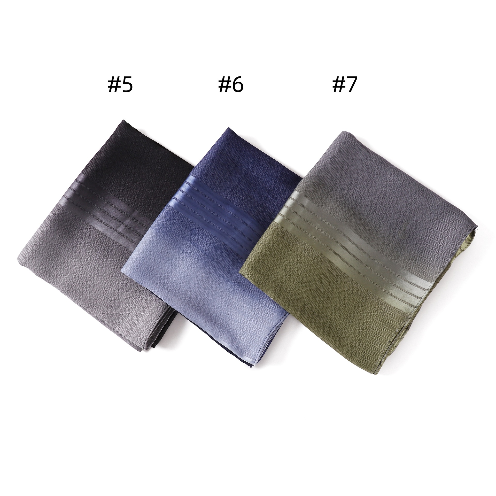 新款披肩渐变色围巾褶皱条纹头巾CottonViscoseHijabF736详情2