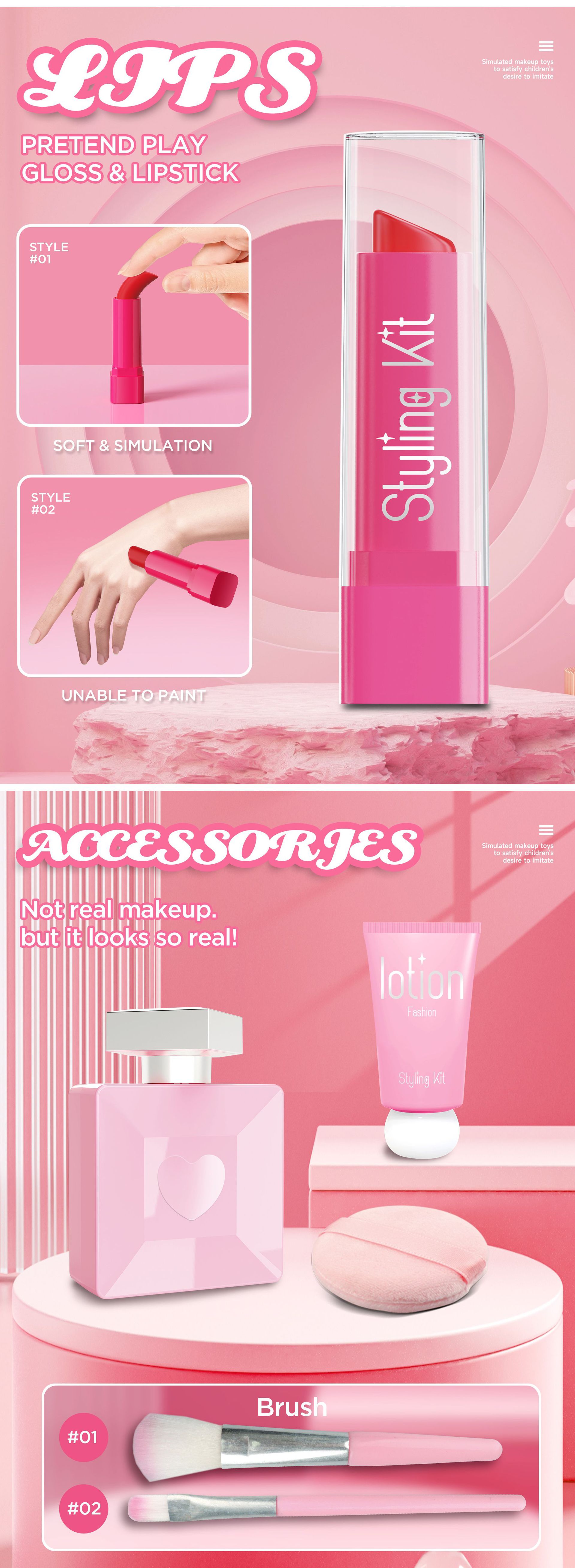 严选跨境新品儿童过家家仿真化妆玩具女孩彩妆套装不可涂抹亚马逊详情30