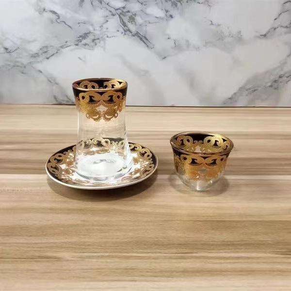 6ga golden red exotic Arabian flower tea cup, glass cup, Turkish style coffee cup, ins style afternoon tea pic 6