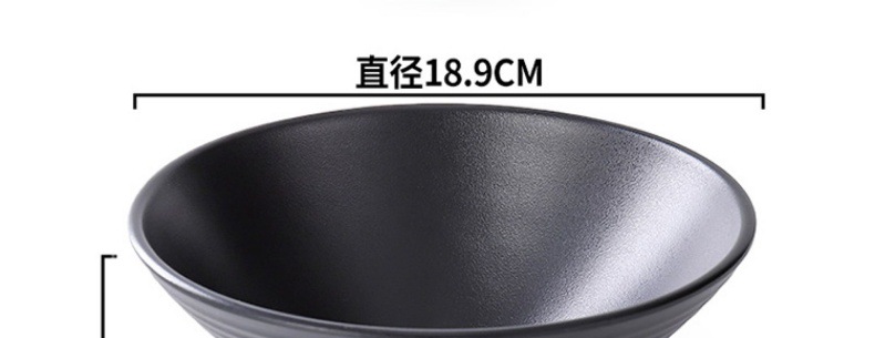 Melamine hot pot large bowl, imitation porcelain black bell mouth bowl, special bowl for Japanese noodle shops and restaurants, rice noodle soup with snails, bamboo hat pic 17