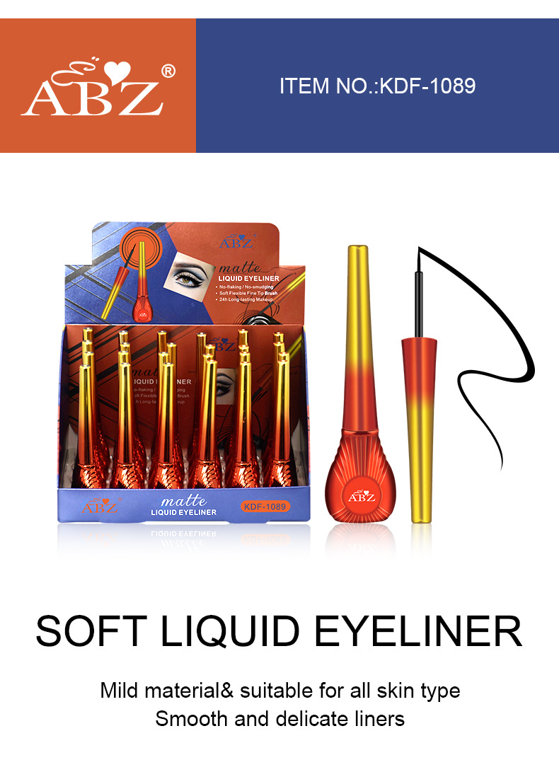 跨境外贸现货ABZ眼线笔防水持久不晕染毛刷头极细眼线笔彩妆加工详情6