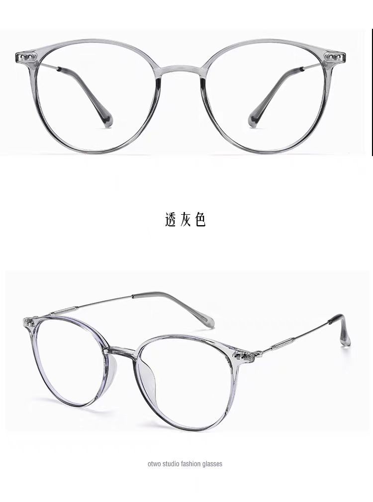 Ultra-light retro oval-framed anti-blue light reading glasses, myopia glasses, popular natural look, versatile and fashionable decorative flat light glasses pic 12