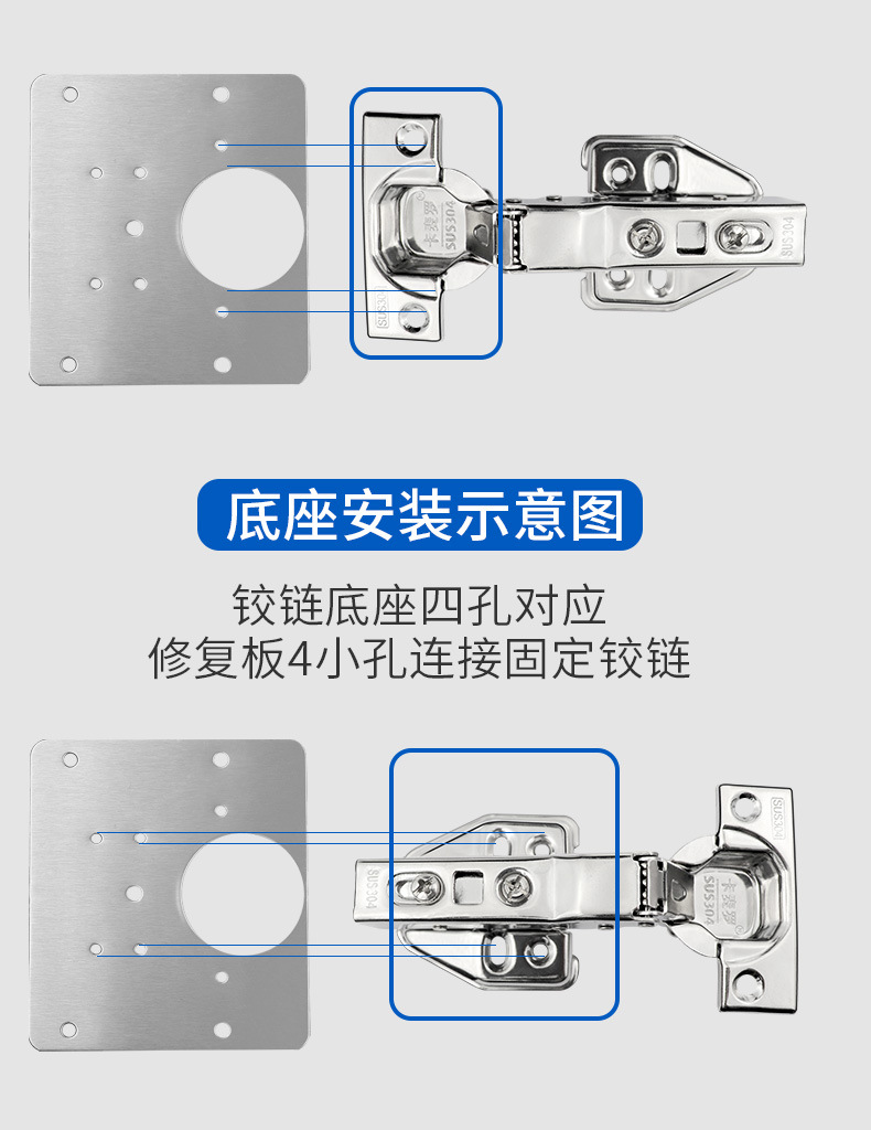Baolian cabinet door hinge repair plate, fixed plate, wardrobe stainless steel hinge pad, installation and repair magic tool, cabinet door pic 6