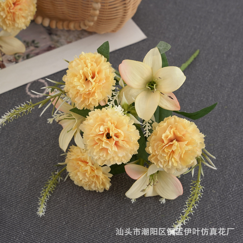 北欧仿真小玫瑰牡丹人造花家居装饰婚庆花墙洋甘菊花束详情32