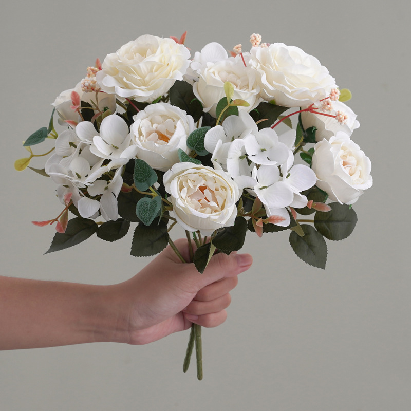 6叉芙蓉玫仿真花假花创意花束自然风装饰餐桌茶几花艺摆设详情16