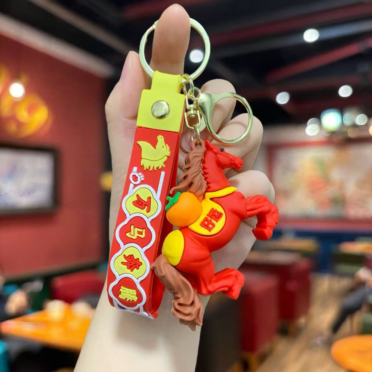 Horse Year zodiac horse figurine keychain pendant, cartoon PVC soft rubber zodiac year gift bag pendant, mascot pic 8