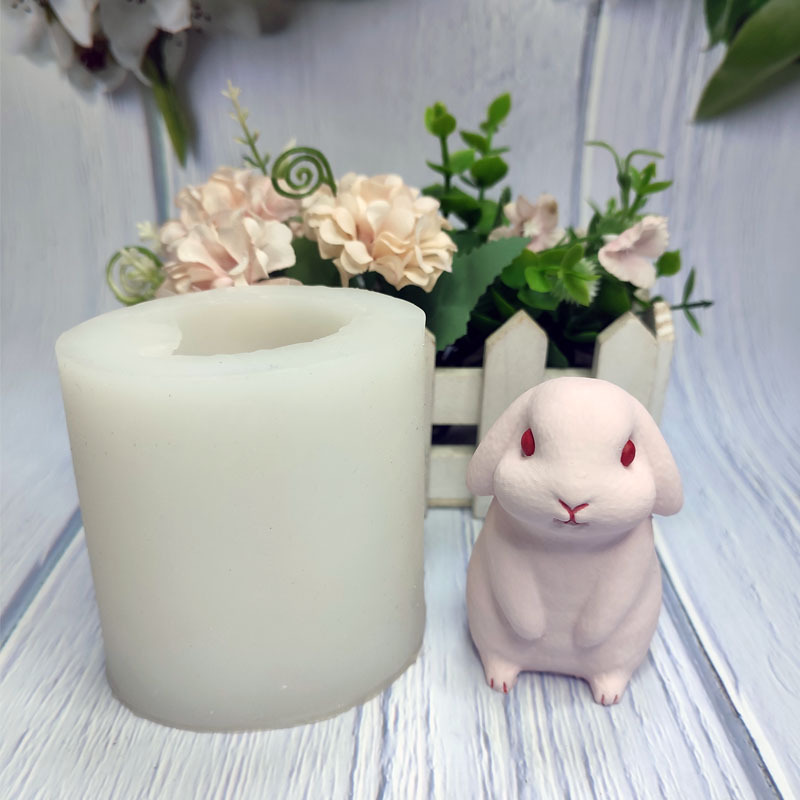 3d立体仿真兔子香薰蜡烛硅胶模具可爱月兔diy冻冰块石膏滴胶摆件详情4