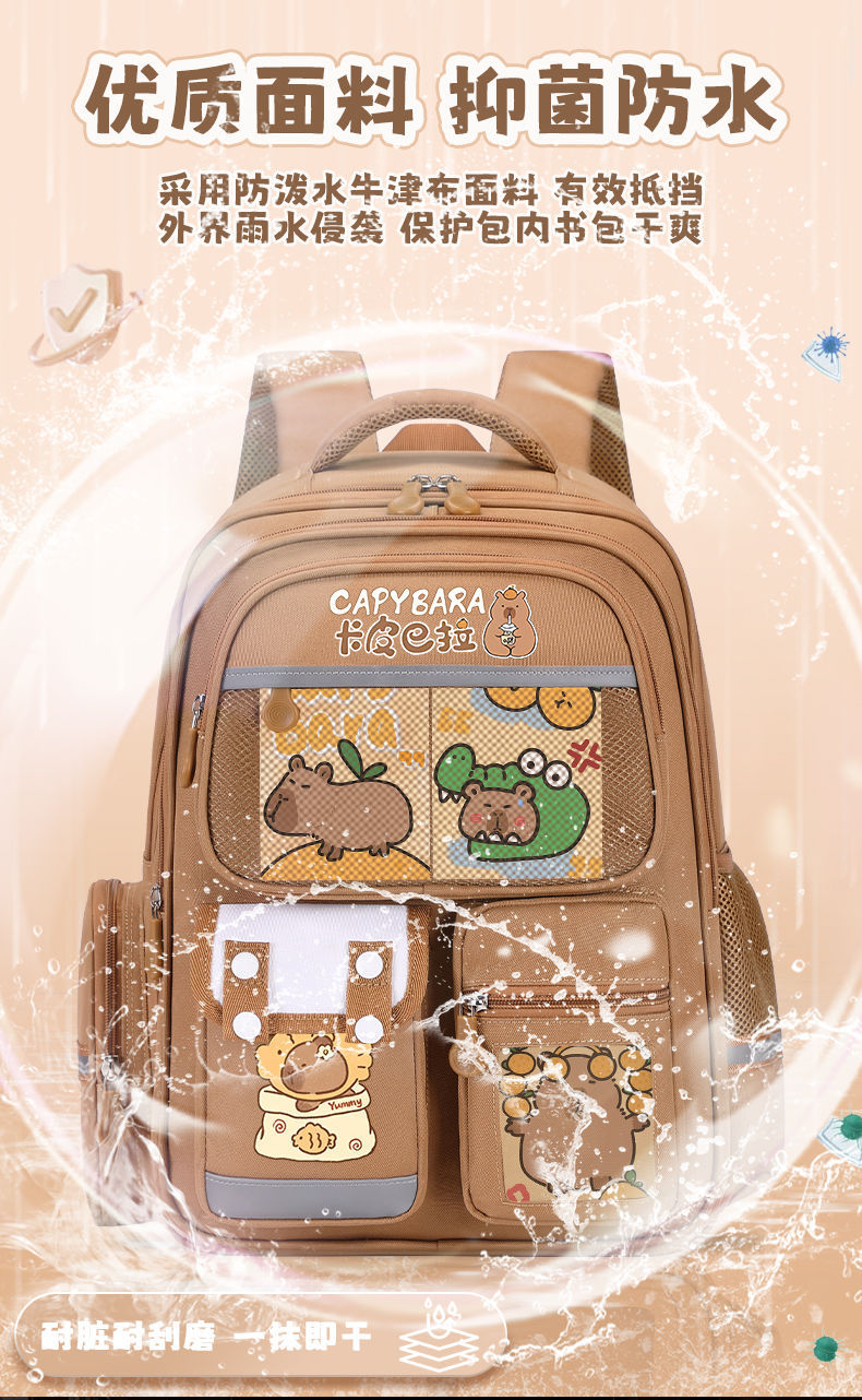 Kapibala durable Schoolbag for Girls, new dirt-resistant student cartoon cute backpack, large-capacity pressure-reducing backpack pic 11