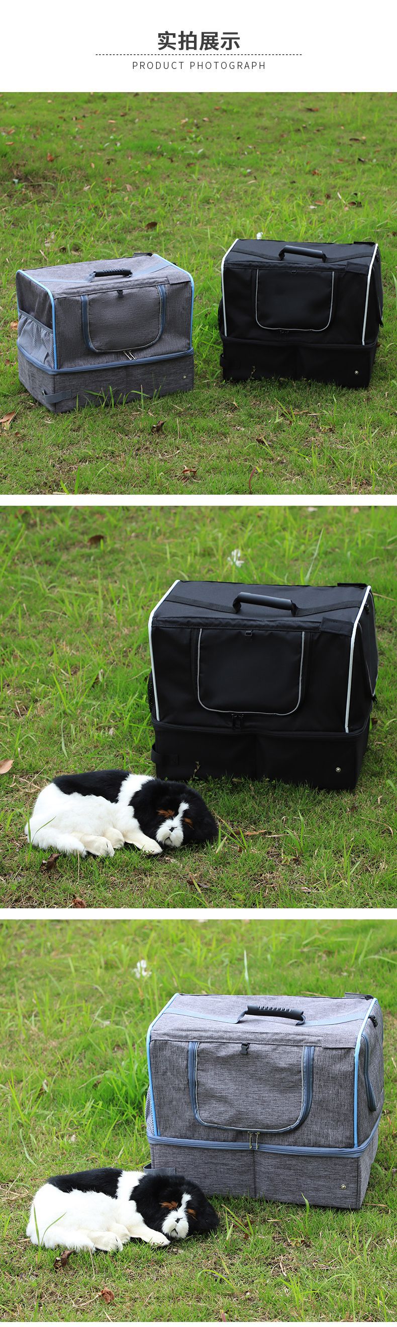 Rongka Pet Cross-border Oxford Cloth Cat Litter Box Bag: Simple, individual, foldable, waterproof travel cat bag, portable cat bag for going out pic 11