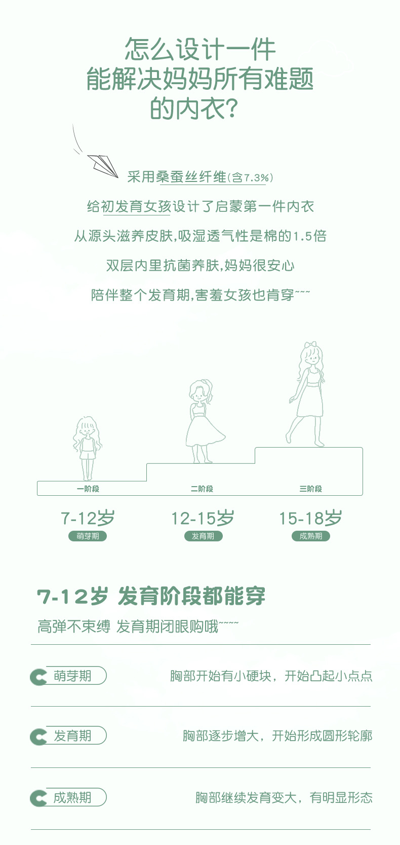少女内衣发育期儿童背心小学生无痕文胸女童裹胸中大童透气抹胸详情13