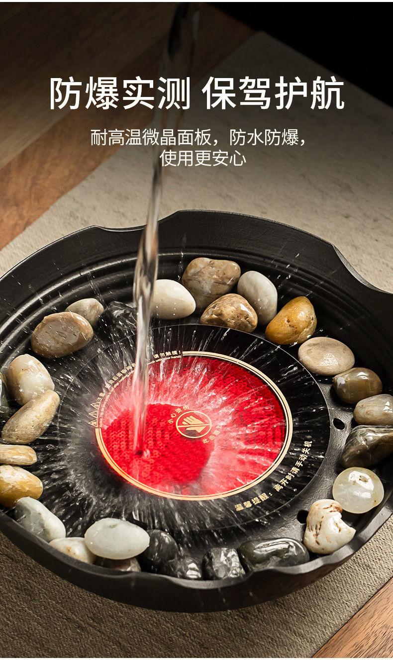 A complete set of electric ceramic stove for indoor household tea brewing, a set of flower tea sets, a glass teapot with hair pic 13