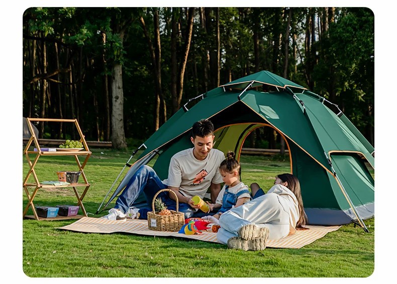 Outdoor quick-opening fully automatic tent for 3-4 people, portable folding rainproof double-layer camping tent pic 17