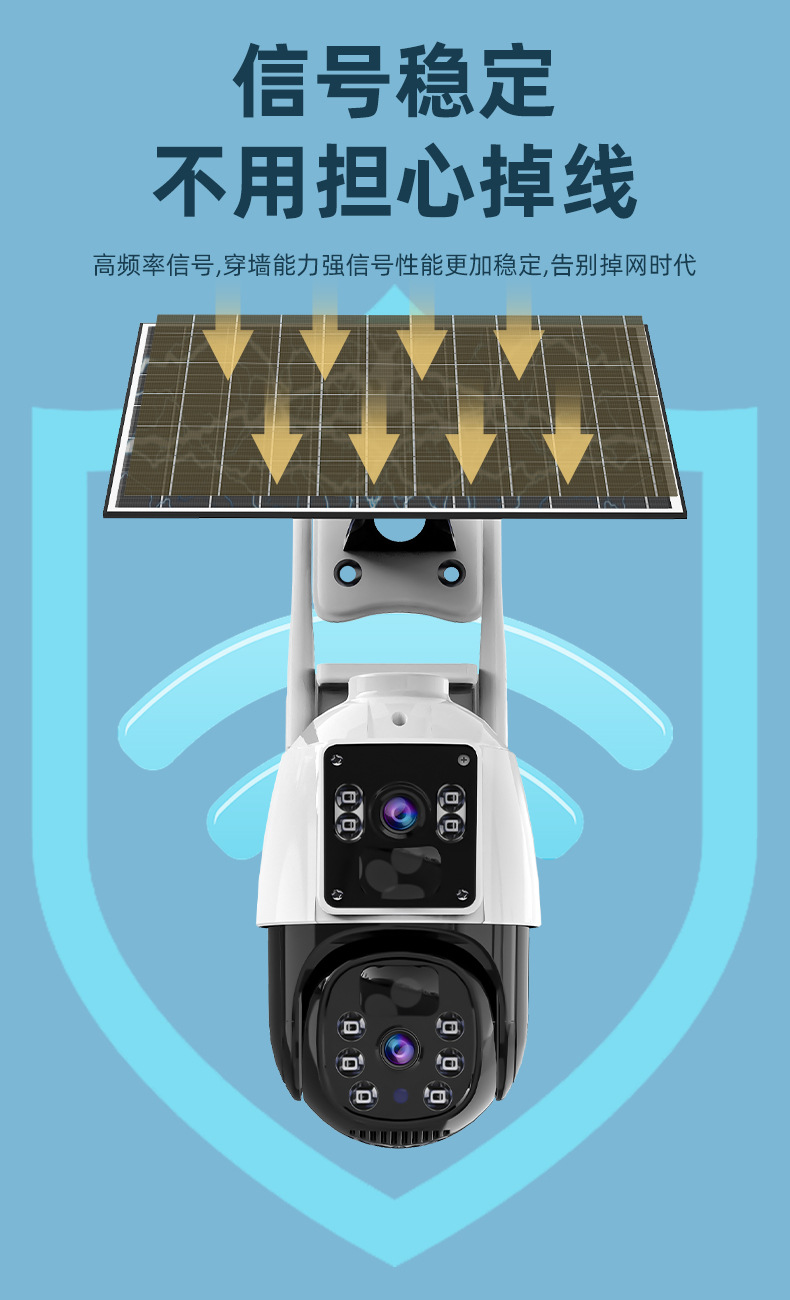 太阳能监控器360可夜视不插电4G摄像头无电无网野外果园养殖专用详情9