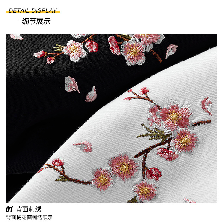 New Spring/Summer 2025 Guochao Chinese Trend brand loose plum blossom embroidered short-sleeved T-shirts for men and couples, summer half-sleeved pic 26