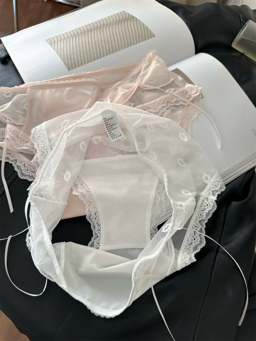 法式奢华缎面蕾丝内裤女性感24新款少女士三角裤中低腰蝴蝶结甜美详情7