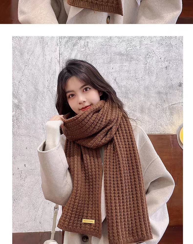 One-piece delivery for autumn and winter: Korean-style solid-color woolen scarves for women, warm, cute for students, couples, and versatile knitted scarves for Internet celebrities and men. Wholesale at street stalls pic 13