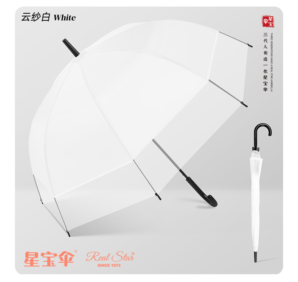 【跨境】英女王新款阿波罗透明伞宽边加大50吋雨伞素色印刷logo详情15