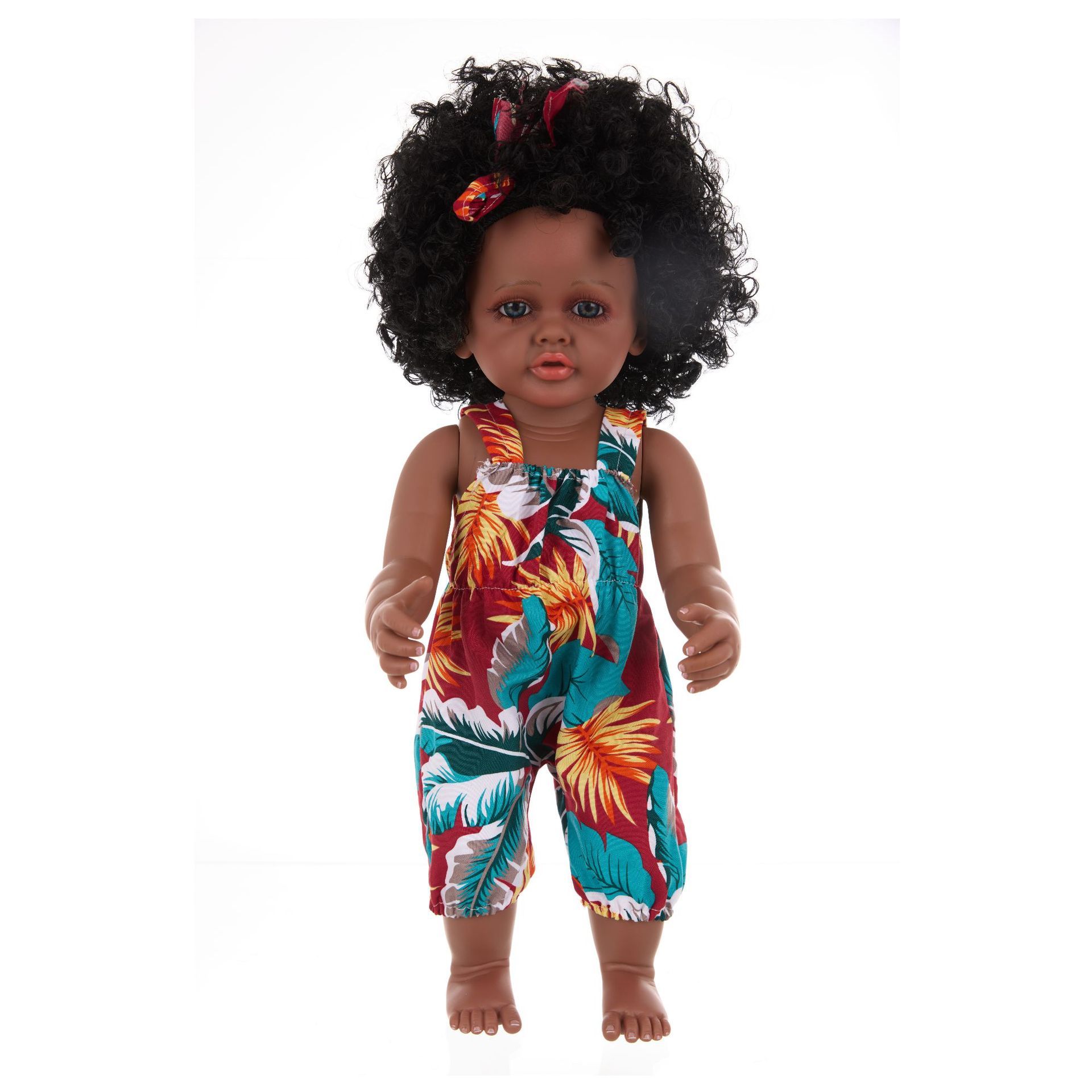 55cm cross-border new simulation baby rebirth doll, African black kid, cute curly hair, vinyl companion toy figure pic 14