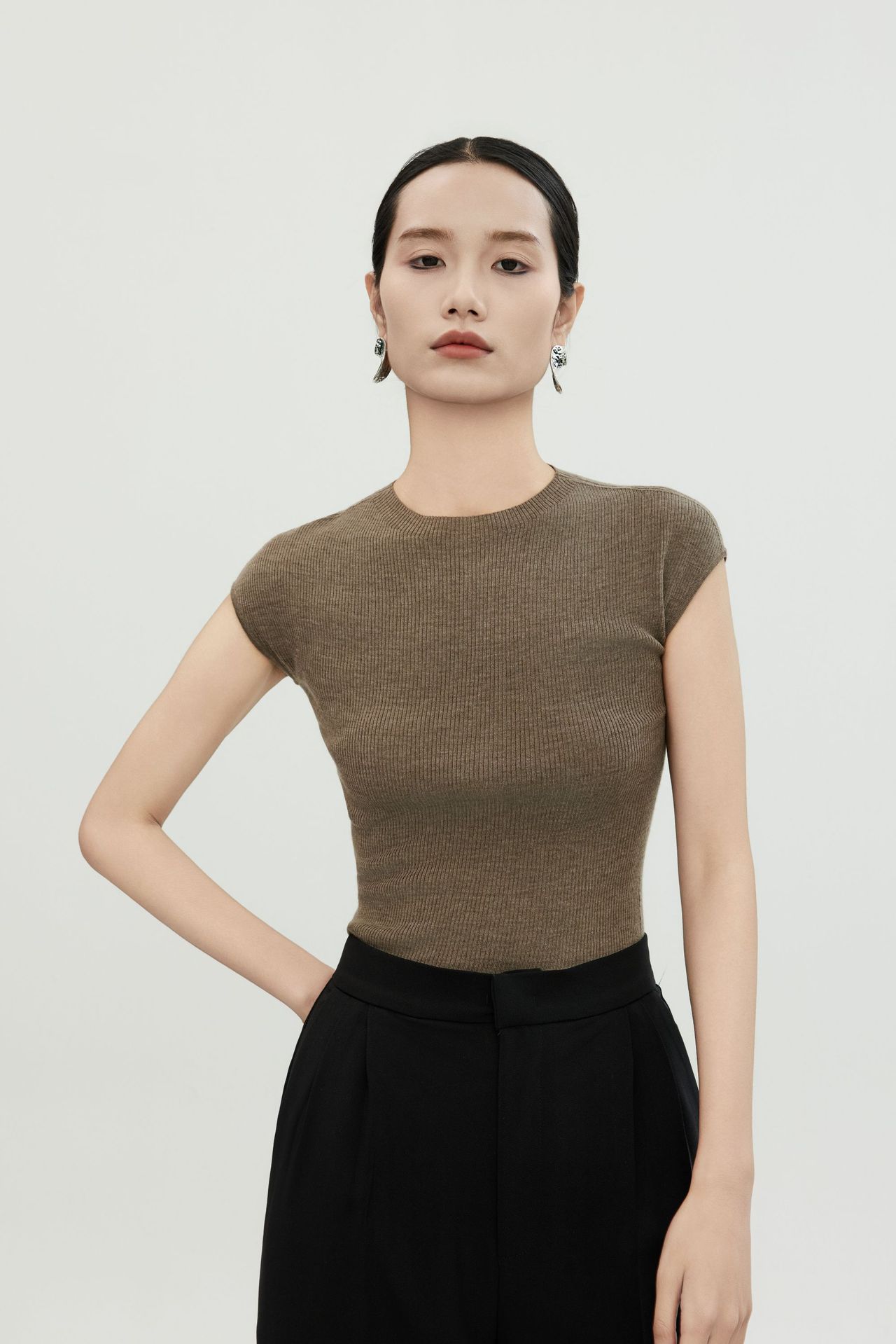 白露版型巨好无缝短袖针织衫半袖打底上衣圆领T恤女羊毛衫修身详情22