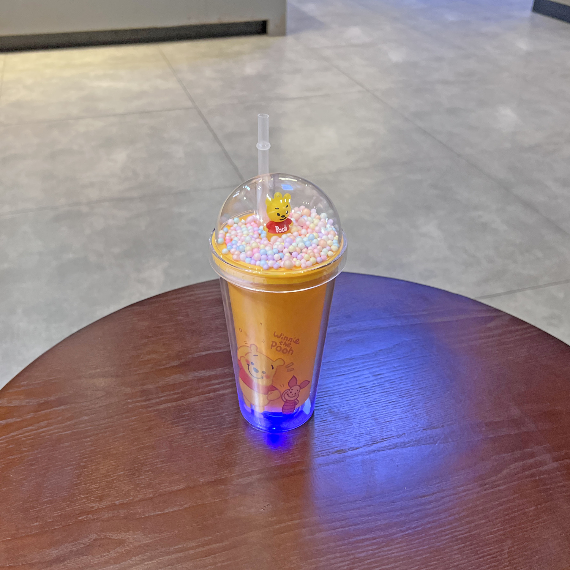 跨境新款冰裂碎冰杯双层塑料水杯批发网红卡通小熊塑料吸管杯茶杯详情17